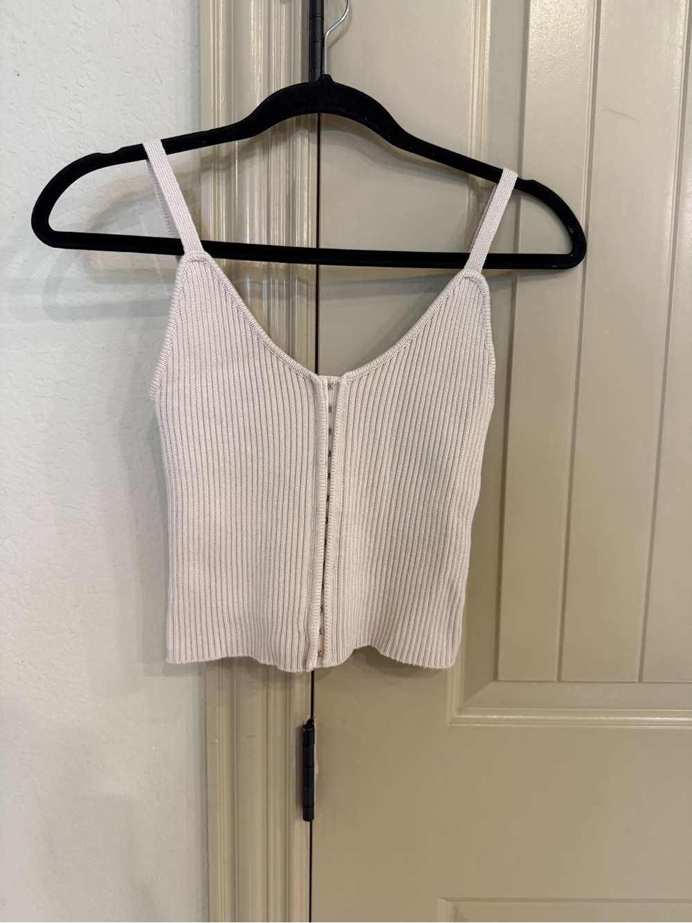 Zara Ribbed V-Neck knit corset Top in Cream size medium